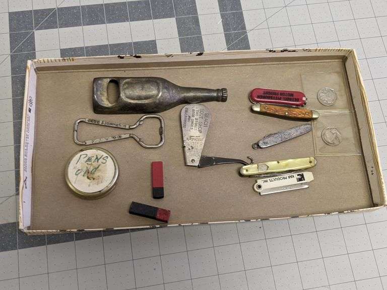 Pocket Knives, Bottle Openers, 2 Buffalo Nickels Bid On Estates