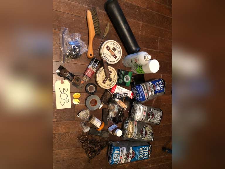 Lot of assorted gun lubricant, wads, steel wool Bolinger Real Estate