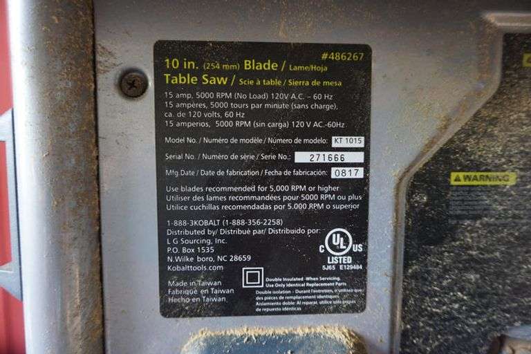 Kobalt 10" Table Saw Auctions