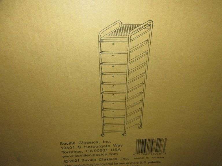 Seville Classics 10Drawer Organizer CartBlack Prime Time Auctions, Inc.