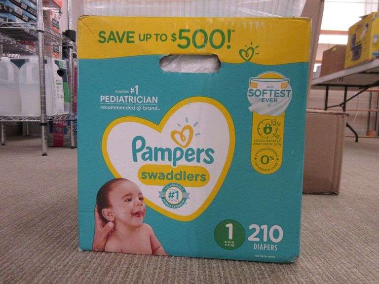 Pampers Swaddlers Size 1, Package of Diapers Prime Time Auctions, Inc.