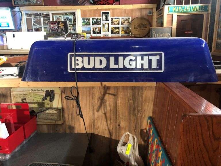 Hanging Bud Light Pool Table Sign Prime Time Auctions, Inc.