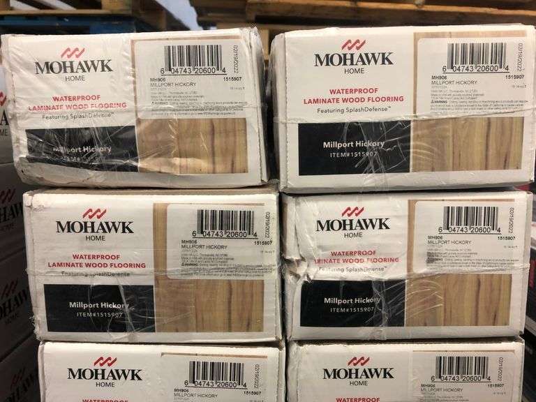 10) Mohawk Millport Hickory Waterproof Laminate Wood Flooring Prime