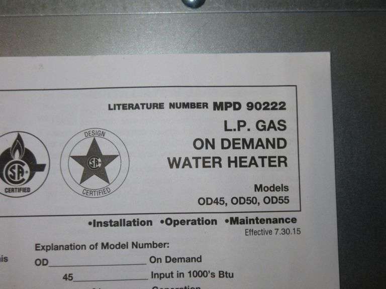 L.P. Gas On Demand Water Heater Prime Time Auctions, Inc.