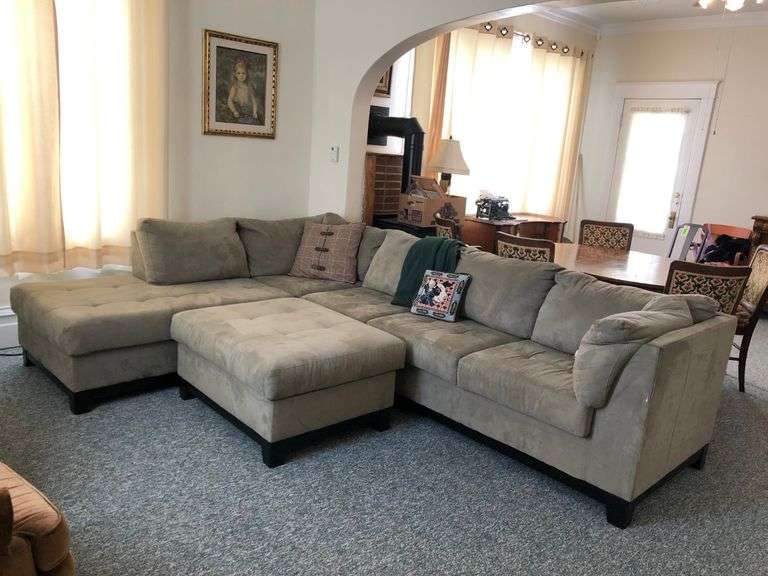 Microfiber Sectional Couch with Matching Ottoman, RC Willey Care Kit