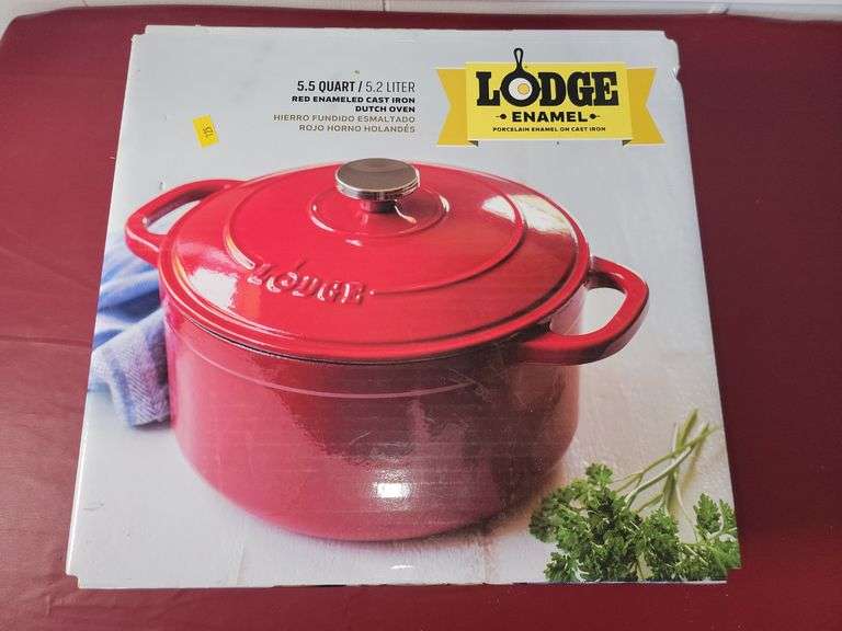 Lodge Enamel Cast Iron 5.5 Quart Dutch Oven (New) Prime Time Auctions