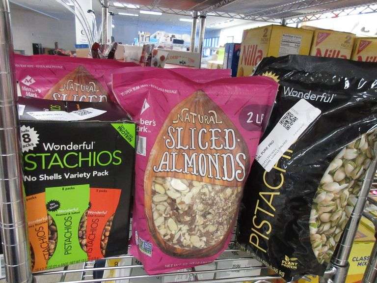 Pistachios Variety Pack, 2) Members Mark Sliced Almonds, Pistachios