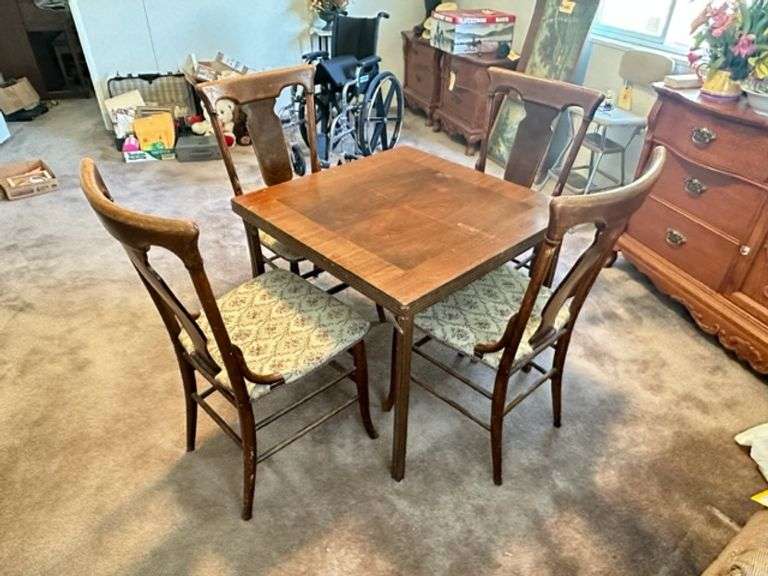 Vintage Card Table and Four Chairs Prime Time Auctions, Inc.