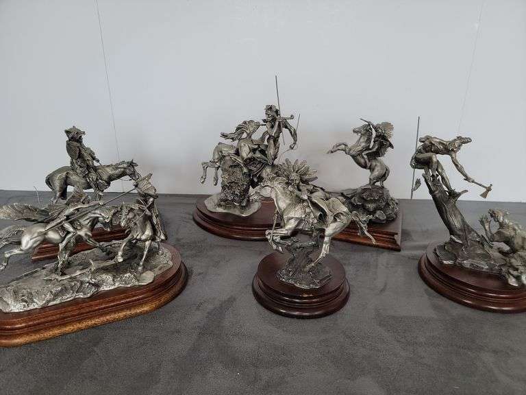 6) Chilmark Fine Pewter Native American Figurines Prime Time Auctions
