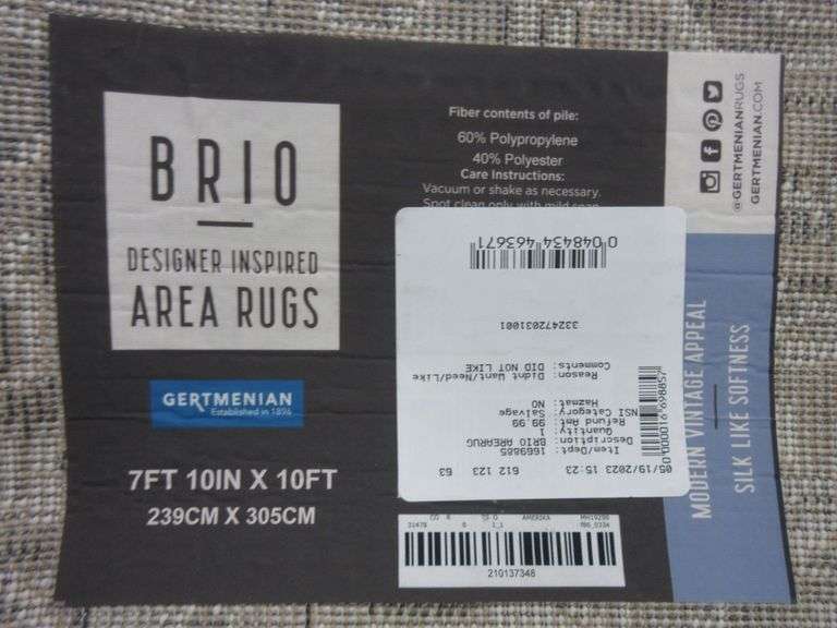 Brio Area Rug 7'10" X 10' * Prime Time Auctions, Inc.