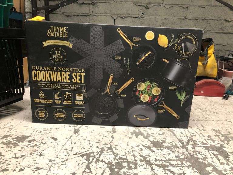 New Thyme and Table Durable Nonstick Cookware Set Prime Time Auctions, Inc.