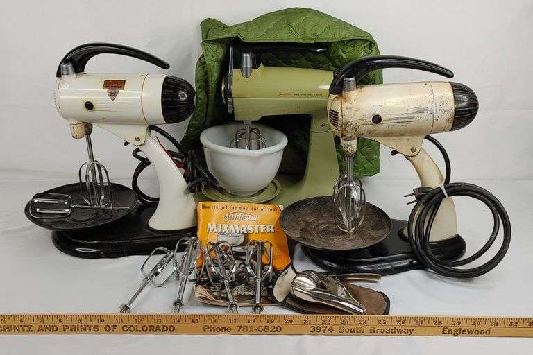 Sunbeam Vintage Stand Mixers, Accessories and Owner's Manual Colorado Premier Realty & Auction