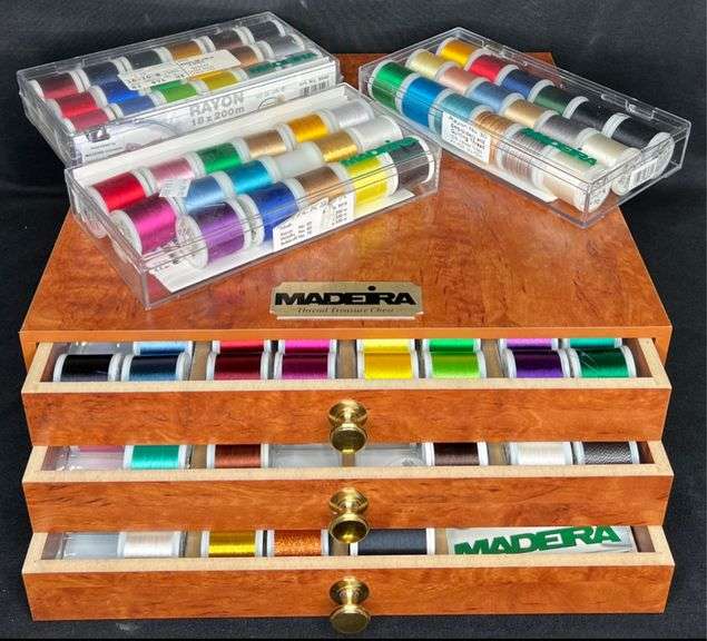 Madeira, Spool Chest with Thread Colorado Premier Realty & Auction