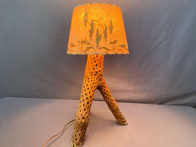 Vintage Cholla Cactus Lamp with Shade (Works) Coastal Downsizing LLC