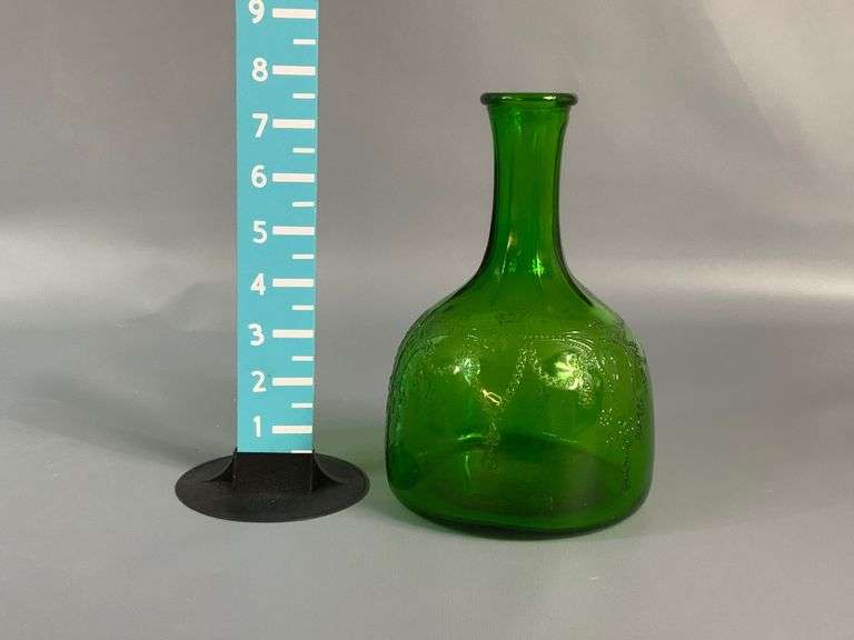 Vintage White House Vinegar Green Depression Glass Bottle Coastal