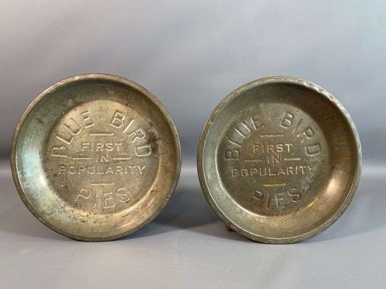 (2) Vintage Blue Bird Pie Tins Coastal Downsizing LLC