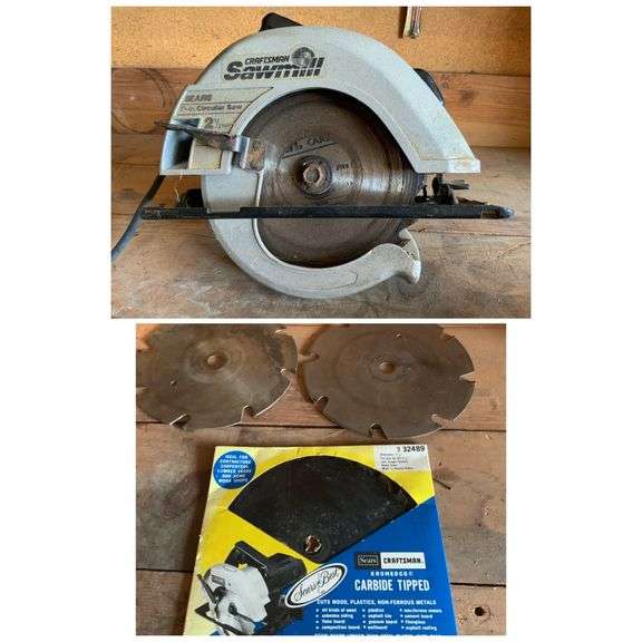 Craftsman Sawmill 7 1/4 Circular Saw, Powers On, Assorted Saw Blades