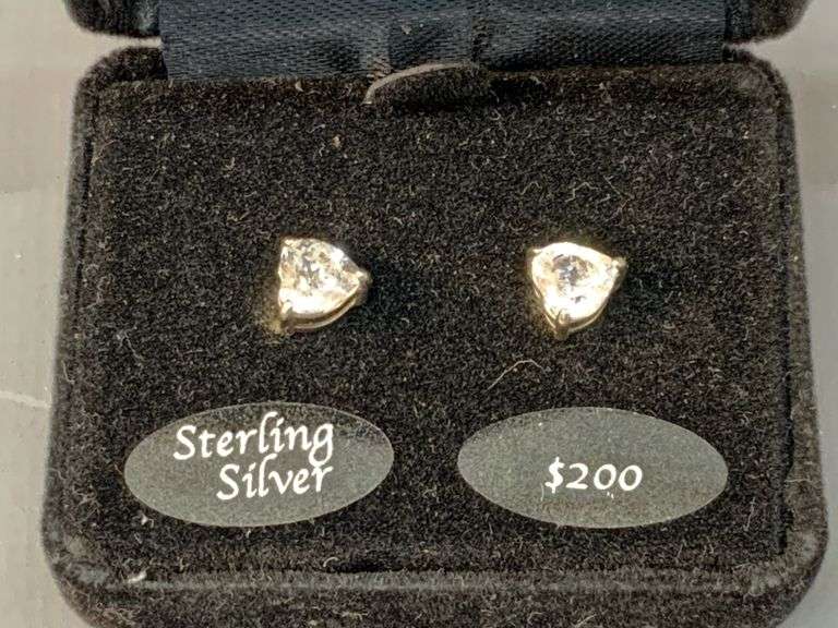 R.H. Maoy & Co.Sterling Silver Clear Stone Earrings With Box, Weighs 1.