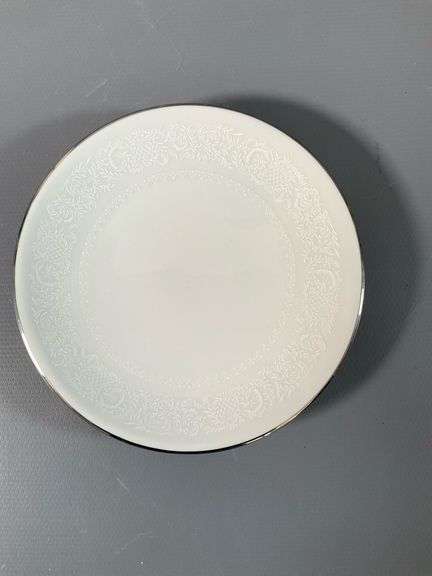 7 Johann Haviland Bavaria Germany White Lace Silver Trim 3.75 “ Plates