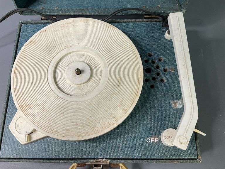 Vintage Emerson Portable Record Player, Shows Wear, Turns On Untested
