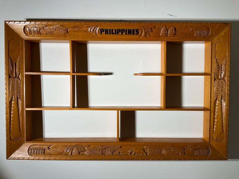Wooden Carved Display Shelf From the Philippines, Measures 42.25”x26”x5