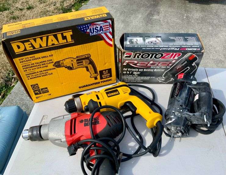 Electric Power Tools, Includes Dewalt Drill, Black & Decker Drill