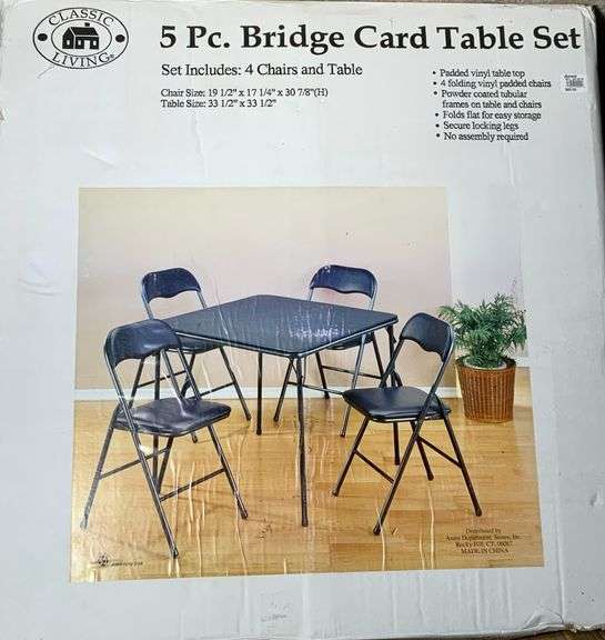 Classic Living 5 Pc. Bridge Card Table Set, Appears to be Like New