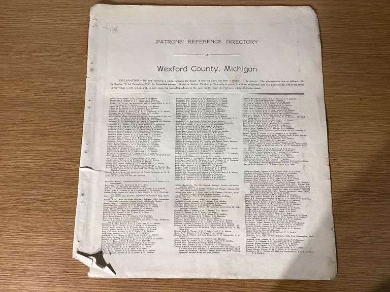 Wexford County Patron's Directory Currie Auction Service