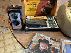 EMERSON CD BOOMBOX AND VINTAGE CAMERAS