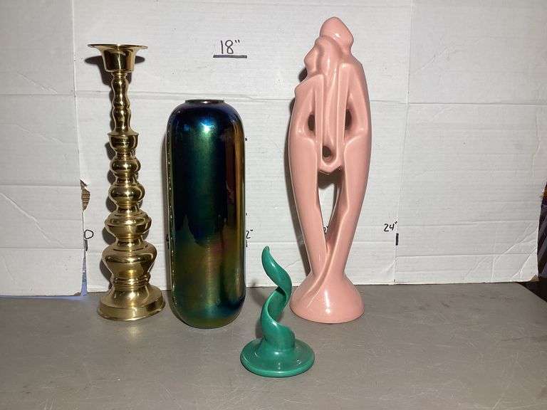 METLOX CANDLE HOLDER AND HAEGER POTTERY PINK DANCER FIGURINE Currie