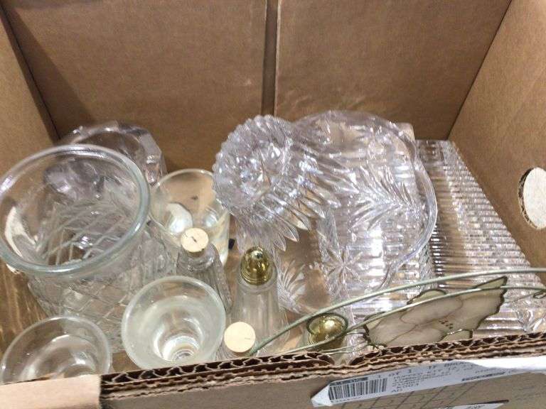 GLASS CANDLE HOLDERS, SALT & PEPPER SHAKERS AND DISHES