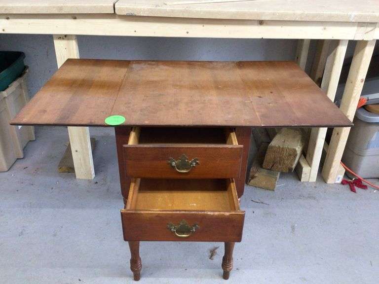 2DRAWER DROPLEAF END TABLE Currie Auction Service