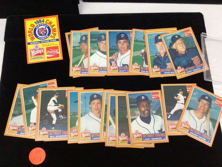 1984 TIGERS CHAMPS WENDYS&COLA CARDS - Currie Auction Service