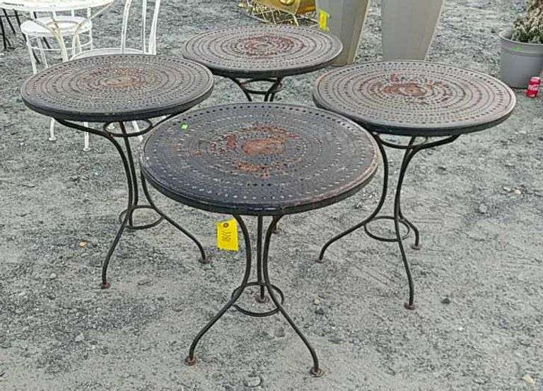 (4) wrought iron patio tables Dixon's Auction at Crumpton
