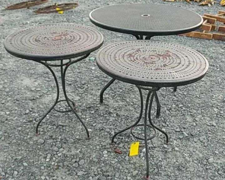 (3) wrought iron patio tables Dixon's Auction at Crumpton