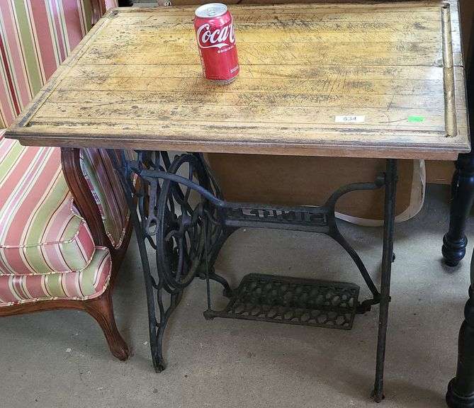 Antique cast iron sewing machine base table Dixon's Auction at Crumpton