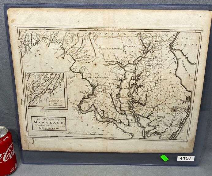 Antique Samuel Lewis map of MD from Carey's American Edition Dixon's Auction at Crumpton