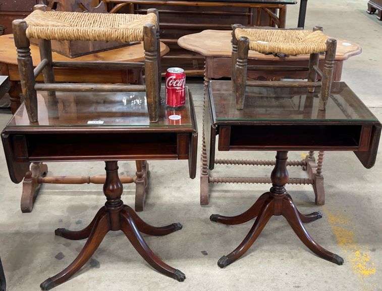 Pair end tables + (2) stools Dixon's Auction at Crumpton