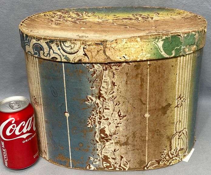 Antique Baltimore wallpaper hat box Dixon's Auction at Crumpton