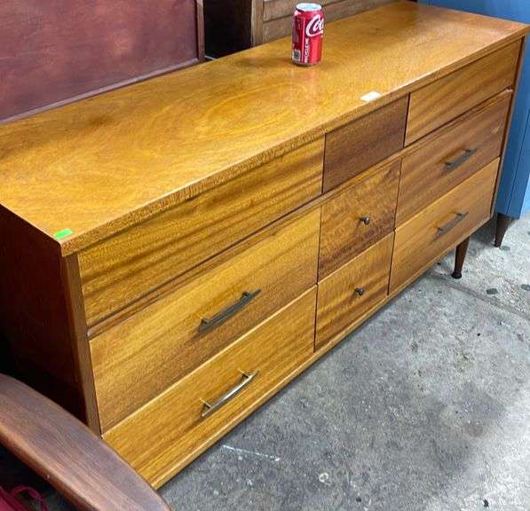 MCM mahogany triple dresser credenza Dixon's Auction at Crumpton