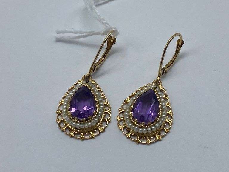 Amethyst pearl earrings Clearance