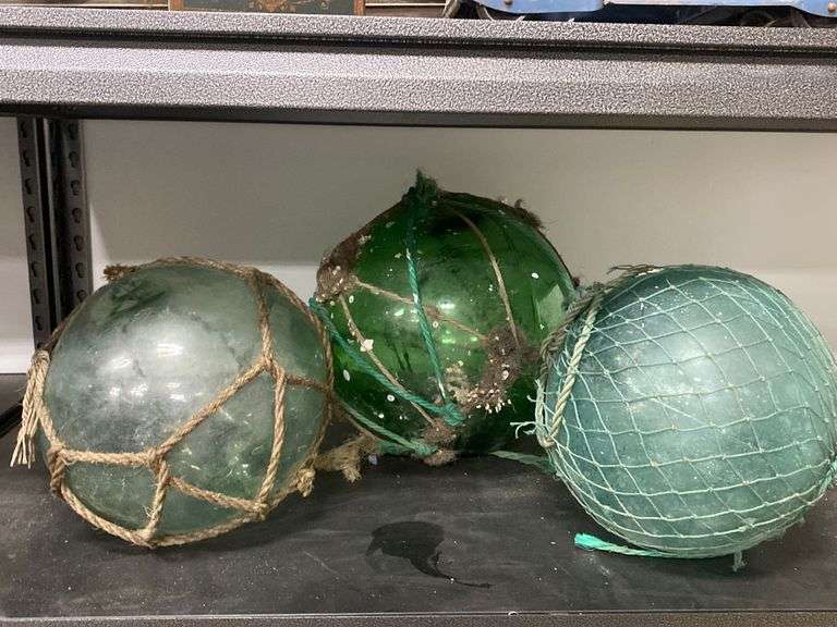 Lot 3 Vintage Japanese Glass Fishing Net Float Balls Dixon's Auction