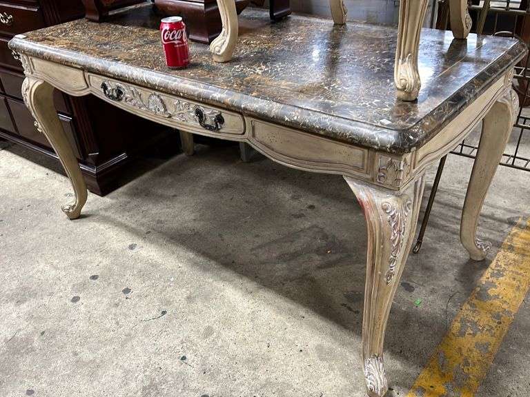 French Provincial style marbletop bureau plat desk Dixon's Auction at Crumpton