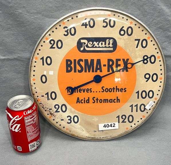 Vintage Rexall advertising thermometer Dixon's Auction at Crumpton