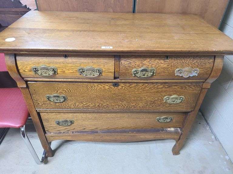 Antique oak dresser, drawers tight and missing a bail Dixon's Auction