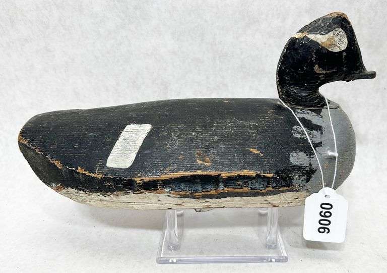 Early bufflehead duck decoy, in use repair to bill Dixon's Auction at