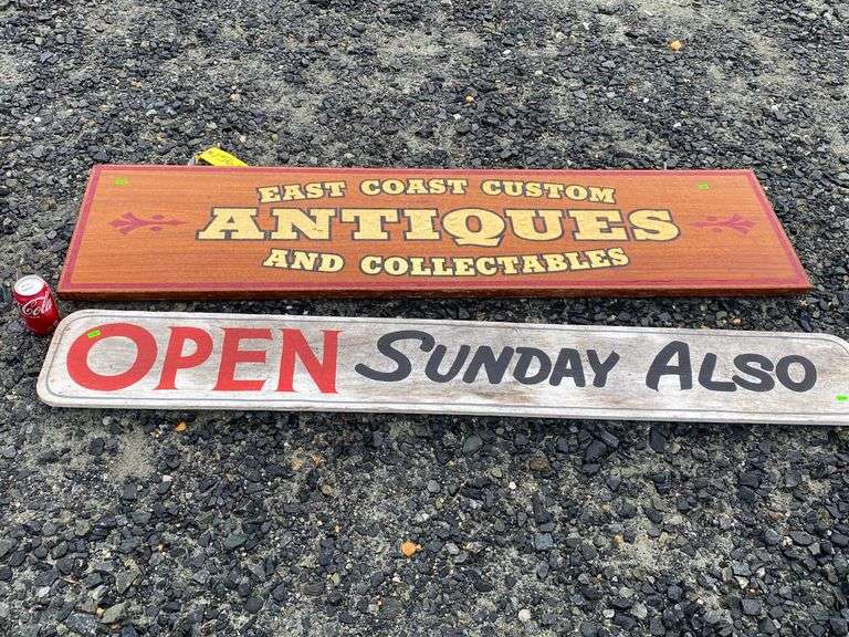 2 Wooden shop signs Dixon's Auction at Crumpton