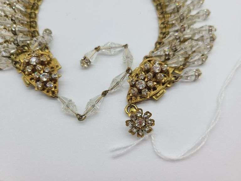 Collier Vintage Miriam Haskell - Résine Et Cuivre Doré 24k - Plaqué Or - Taille Réglable - Occasion Très Bon État