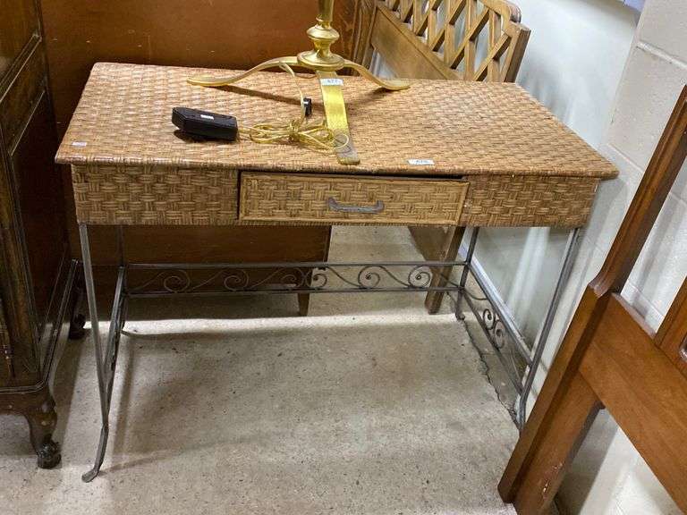 Modern wicker and metal desk Dixon's Auction at Crumpton