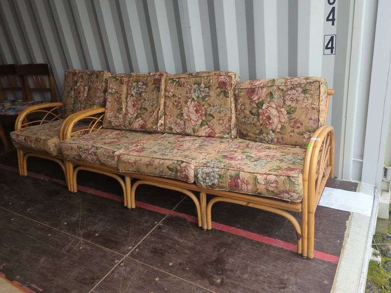 2 Piece rattan sofa and chair set Dixon's Auction at Crumpton